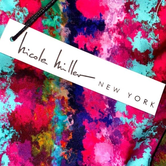 Nicole Miller watercolor print pocket maxi summer dress size L - Picture 6 of 10